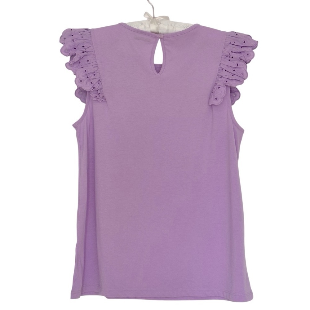 NEW LILLY PULITZER Bev Top in Purple Iris Sleeveless Eyelet Detail Size Medium - Picture 5 of 9